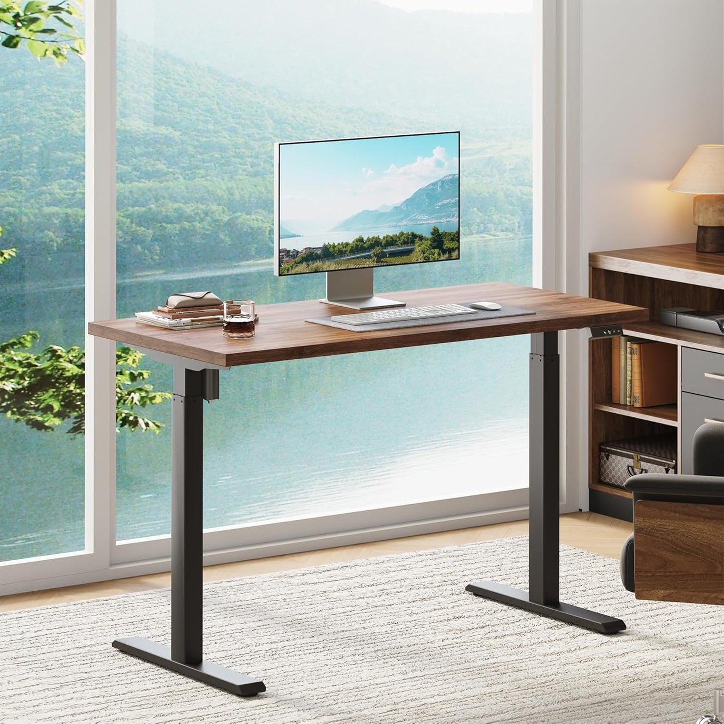 Soren 47" Electric Height-Adjustable Executive Desk, Black Walnut