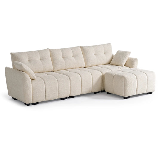 Ivy 3-Seat Cream Sectional Sofa