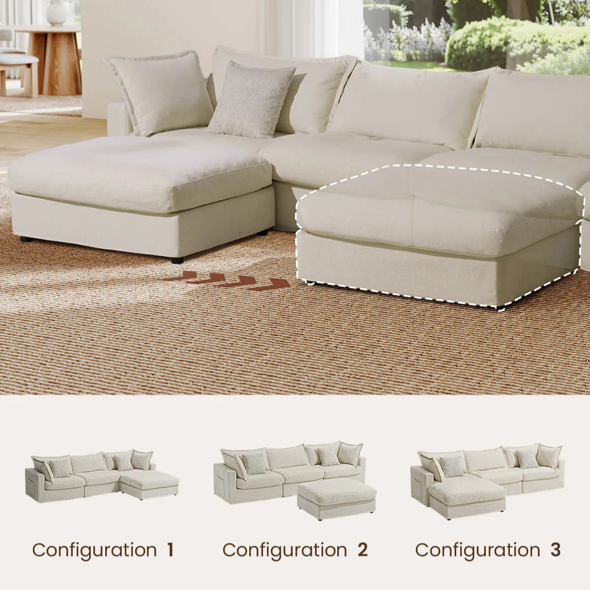 Silas 3-Seat Cloud Sectional Sofa