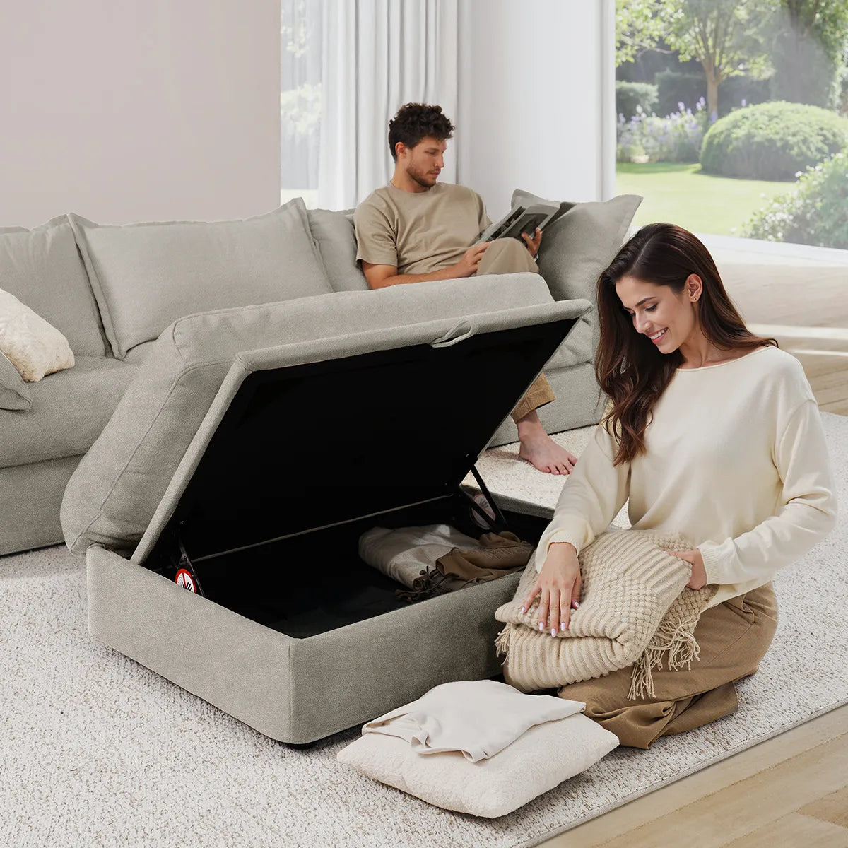 Silas 3-Seat Mist Sectional Sofa