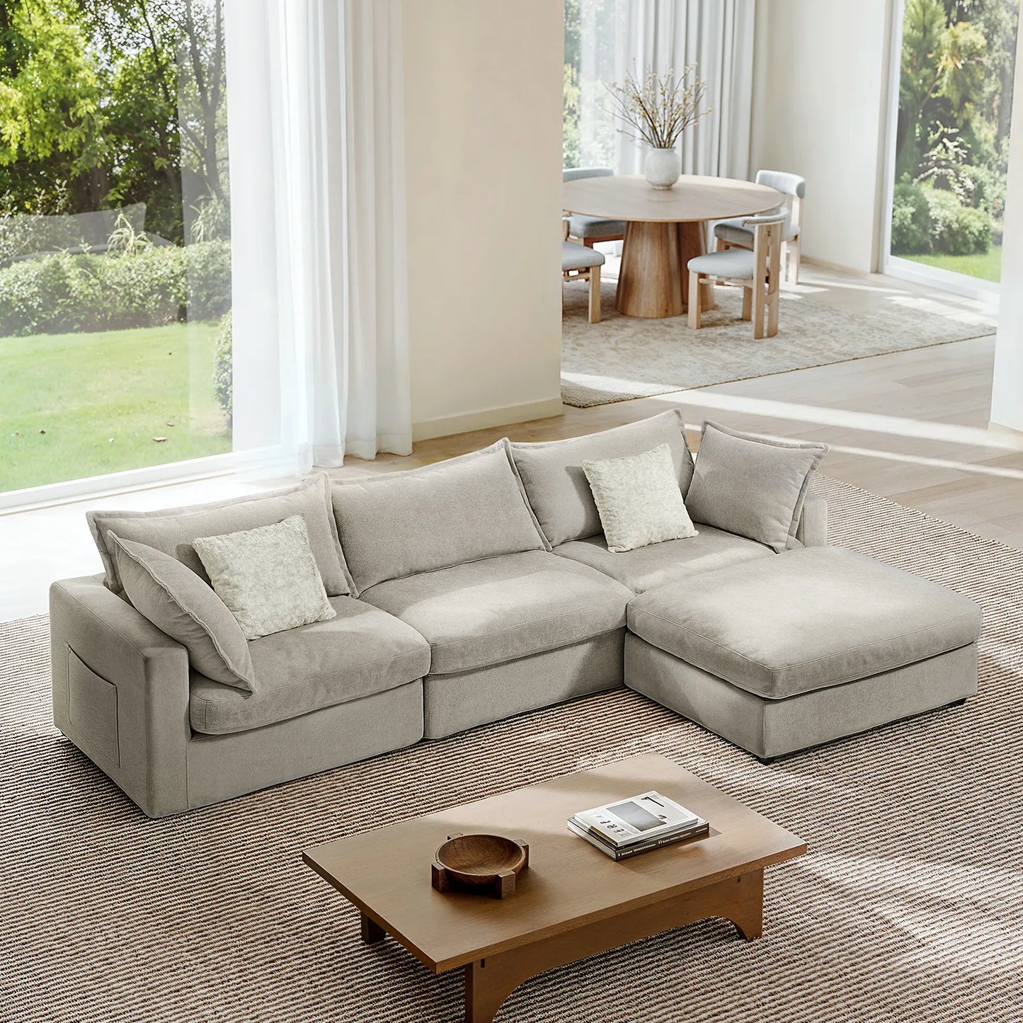 Silas 3-Seat Mist Sectional Sofa