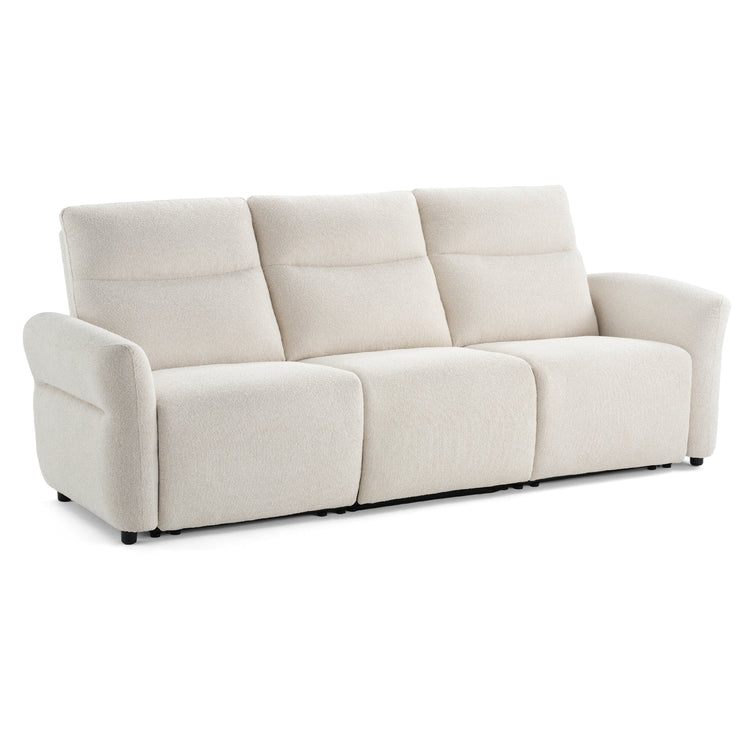 Linnea 96" Beige Textured Fabric Manual Reclining 3-Seat Sofa
