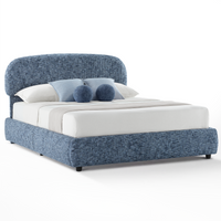 Dione Queen Lift-Up Storage Bed Frame with Curved Headboard, Harbor Depth Blue
