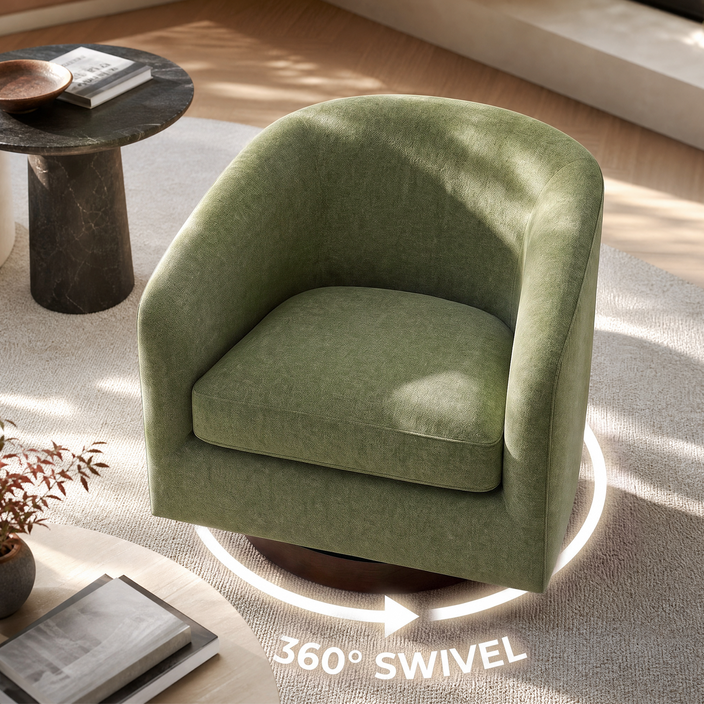 [Pre-Sale] 31.8" Wide-Seat Swivel Accent Chairs - 360° Upholstered in Green