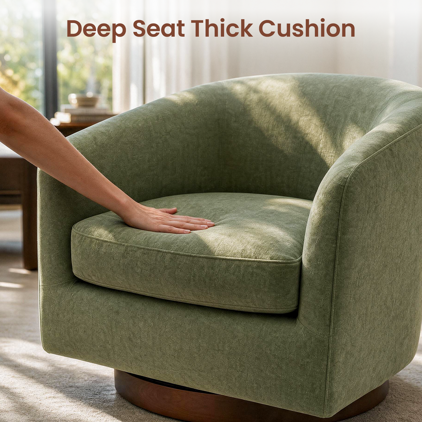 [Pre-Sale] 31.8" Wide-Seat Swivel Accent Chairs - 360° Upholstered in Green