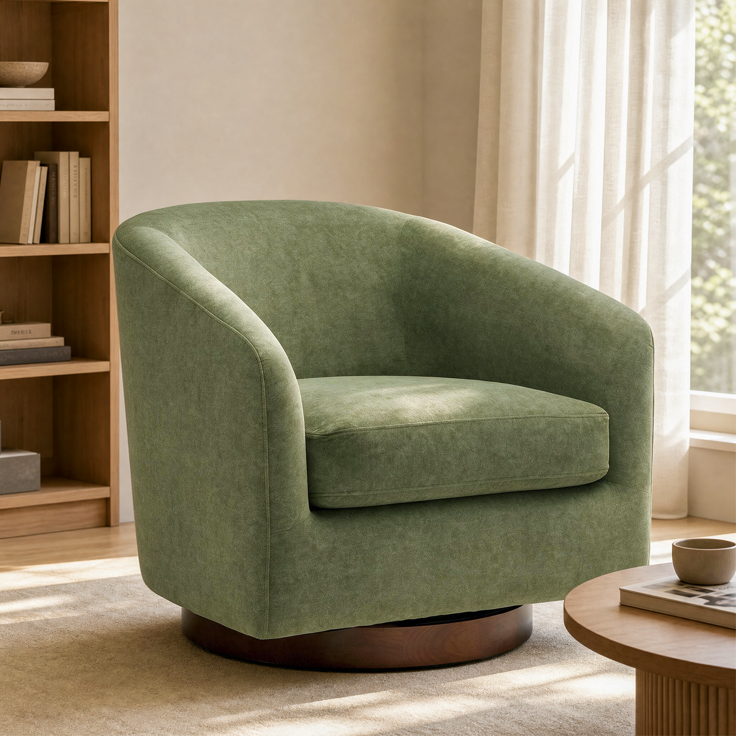 [Pre-Sale] 31.8" Wide-Seat Swivel Accent Chairs - 360° Upholstered in Green