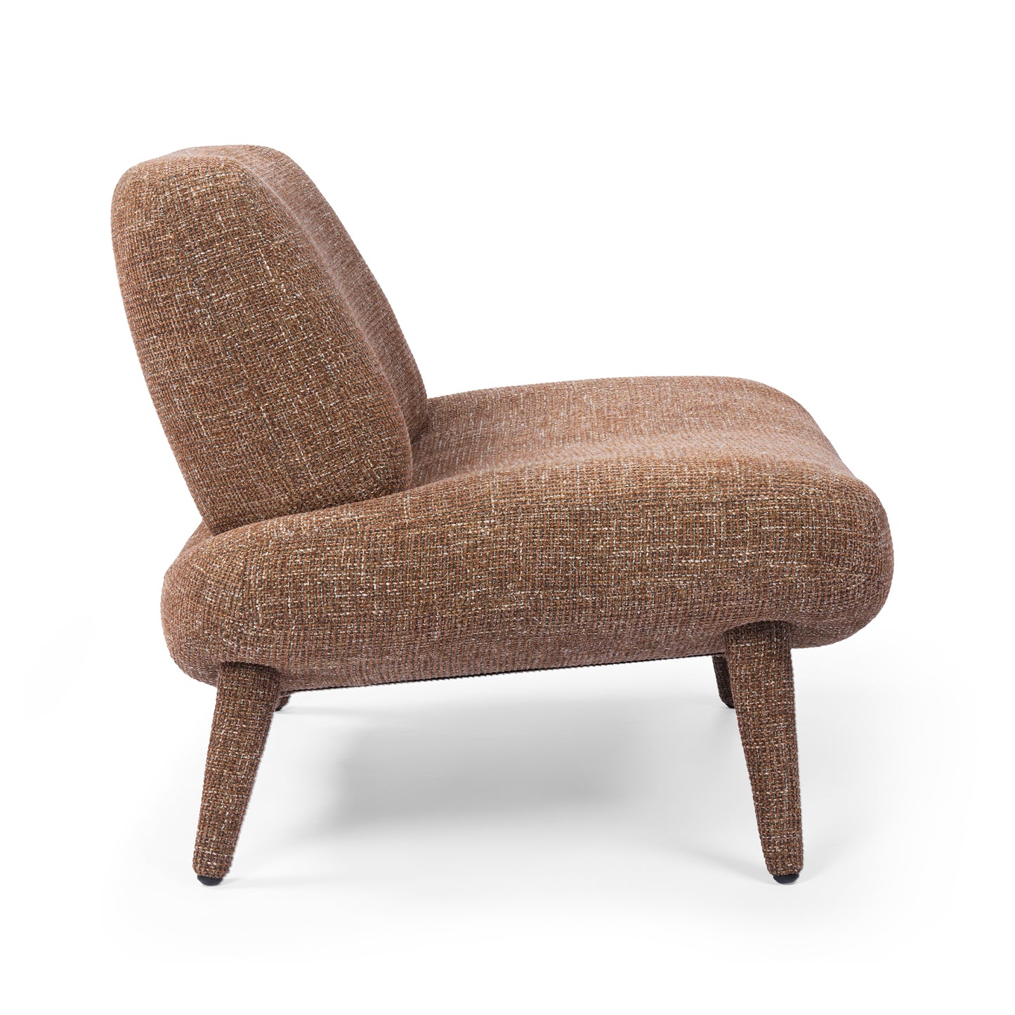 [Pre-Sale] Modern Mid-Century Bouclé Accent Chair | Wide Armless Lounge Chair in Rust Brown