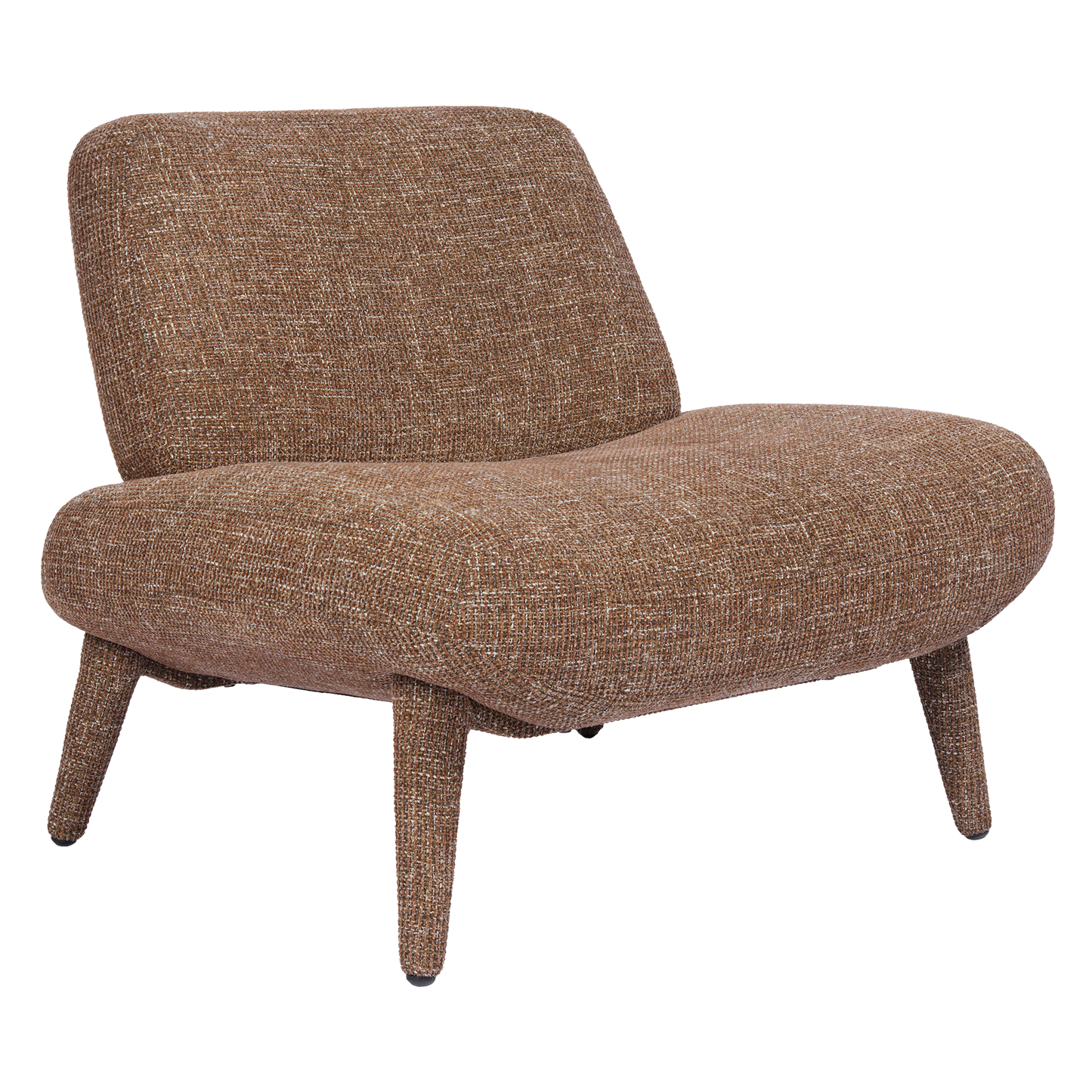 [Pre-Sale] Modern Mid-Century Bouclé Accent Chair | Wide Armless Lounge Chair in Rust Brown