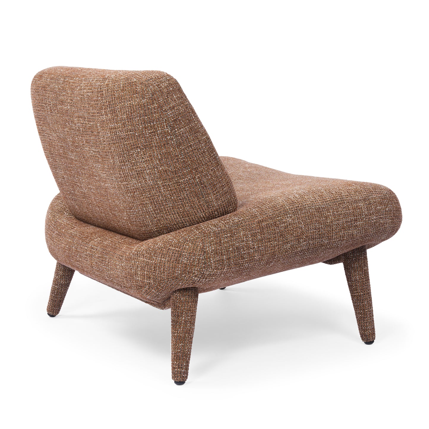 [Pre-Sale] Modern Mid-Century Bouclé Accent Chair | Wide Armless Lounge Chair in Rust Brown