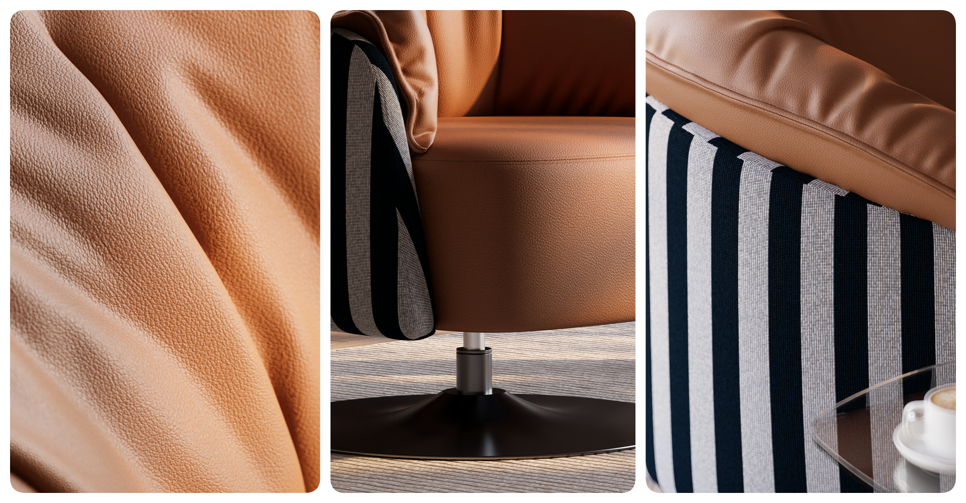 WRAPAROUND MIXED-MATERIAL CUSHION CHAIR