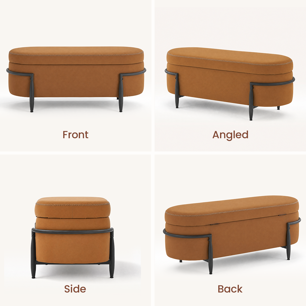 39" Storage Bench with Safety Hinge - 16.7 Gal Large Hidden Storage