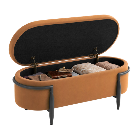 39" Storage Bench with Safety Hinge - 16.7 Gal Large Hidden Storage