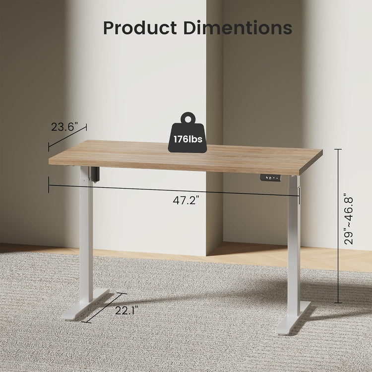 Soren 47" Electric Height-Adjustable Executive Desk, Light Walnut