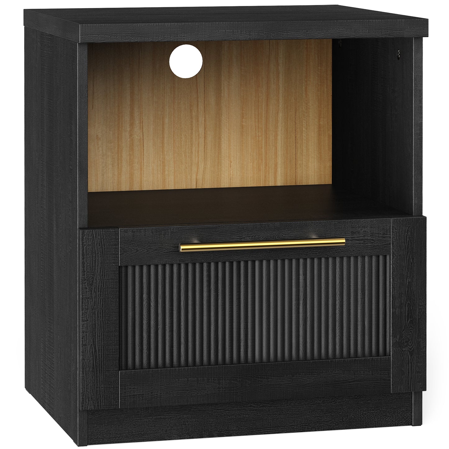 [Pre-sale] Harmo Block Black Wave-Panel Nightstand