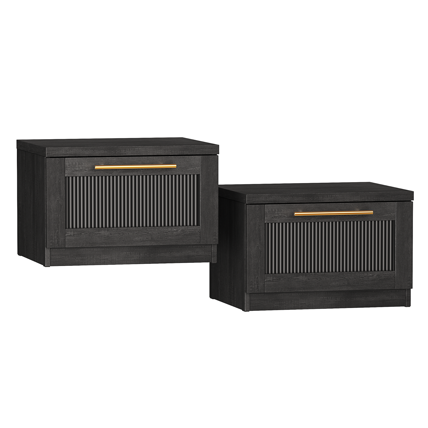 Harmo Block Black Floating Nightstand，set of 2
