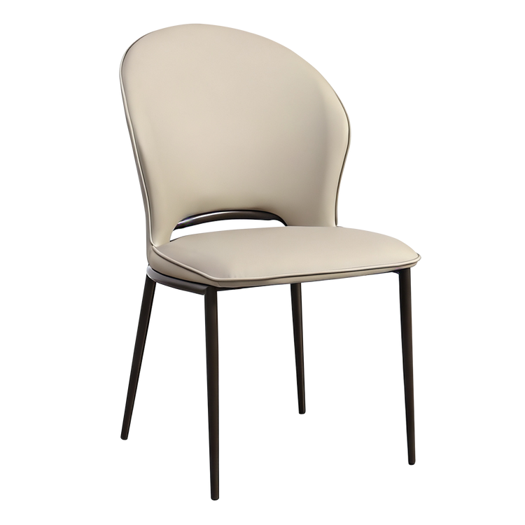 2Pack Beige Modern Upholstered PU Leather Dining Chairs