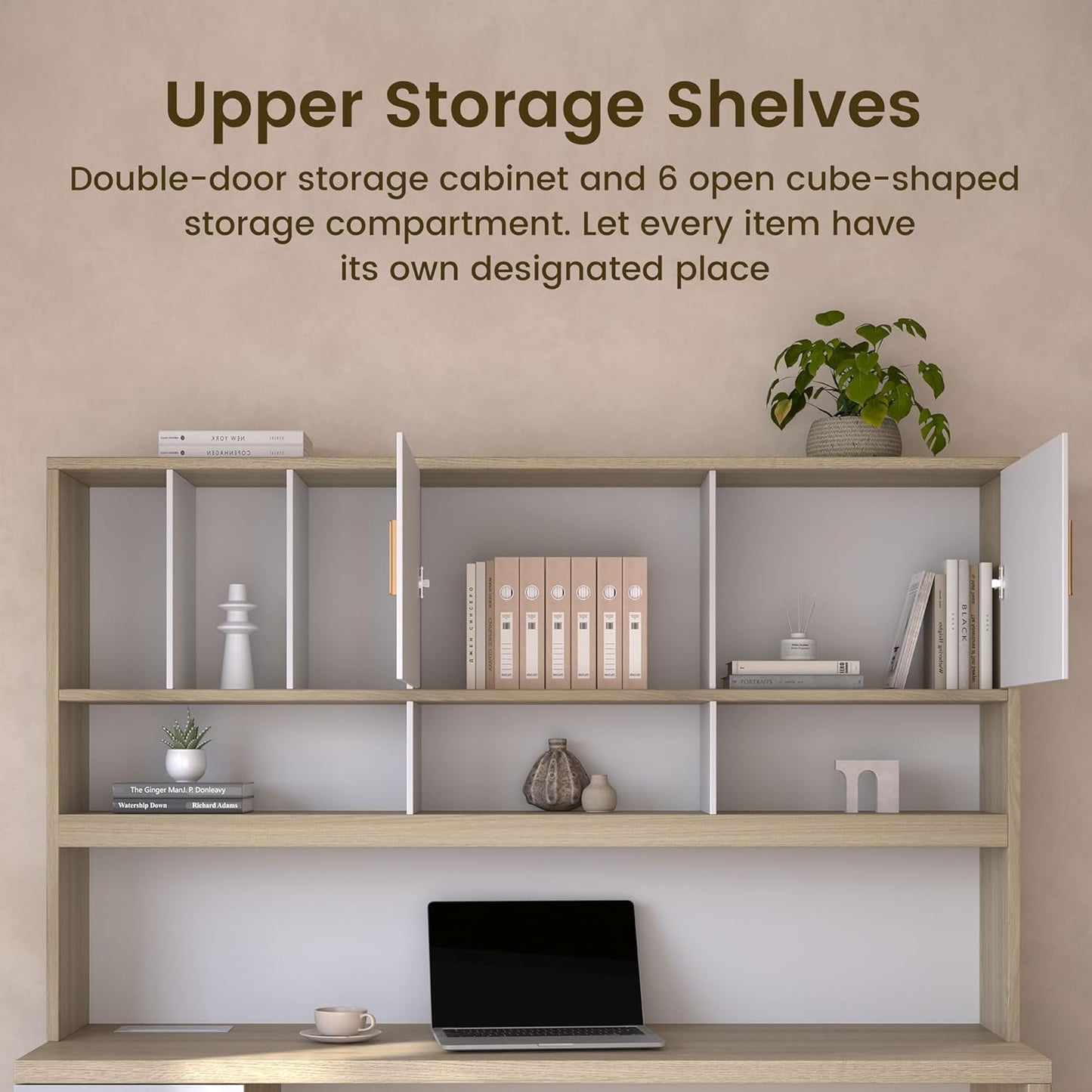 Soren 72.8" with Hutch & Storage Executive Desk, Light Walnut