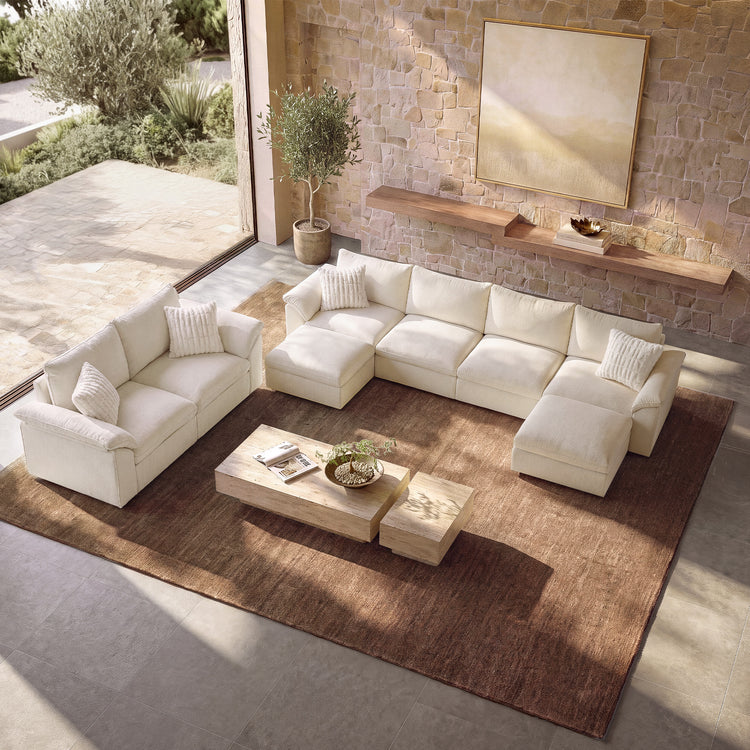 [Pre-Sale] Dreamboat Modular Chenille U-Shape and Loveseat Sofa Set with Storage Ottoman,Beige