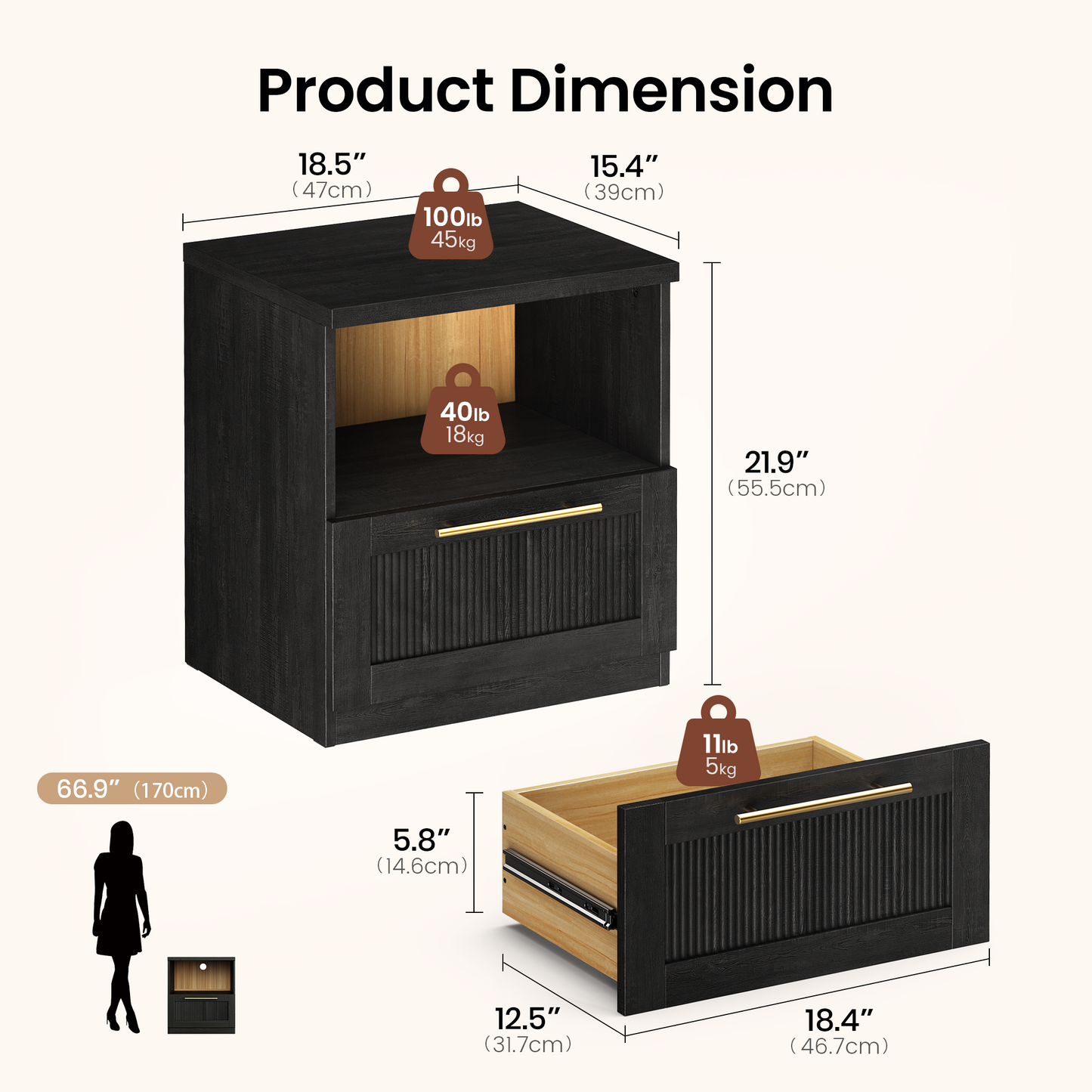 [Pre-sale] Harmo Block Black Wave-Panel Nightstand