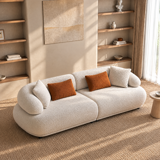 Sofá de 3 plazas de terciopelo beige | Sofá modular italiano moderno