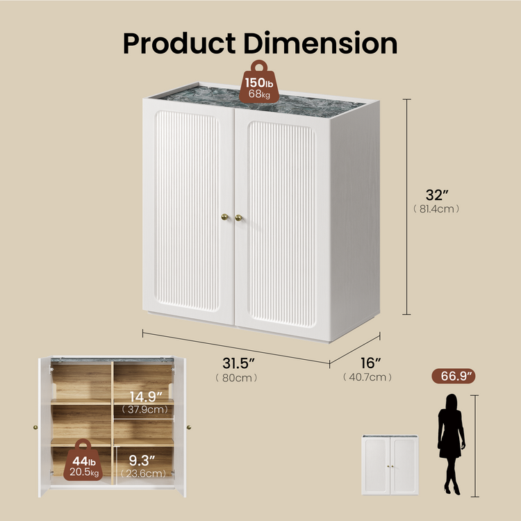 Flexmod 31.5" Modular Fluted Storage Cabinet with Soft-Close Doors