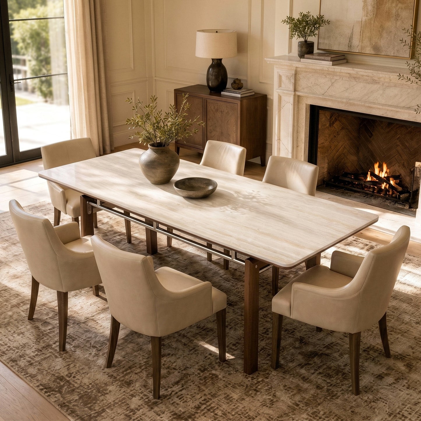 [Pre-Sale] 79" Matte Sintered Stone Dining Table, Roman Yellow for 6-8 People