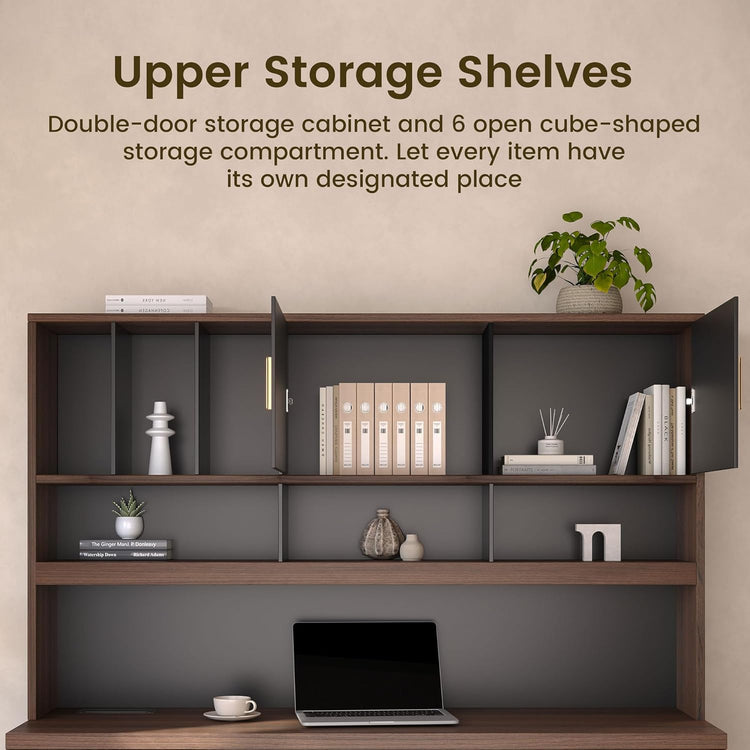 [Pre-Sale] Soren 72.8" with Hutch & Storage Executive Desk, Black Walnut