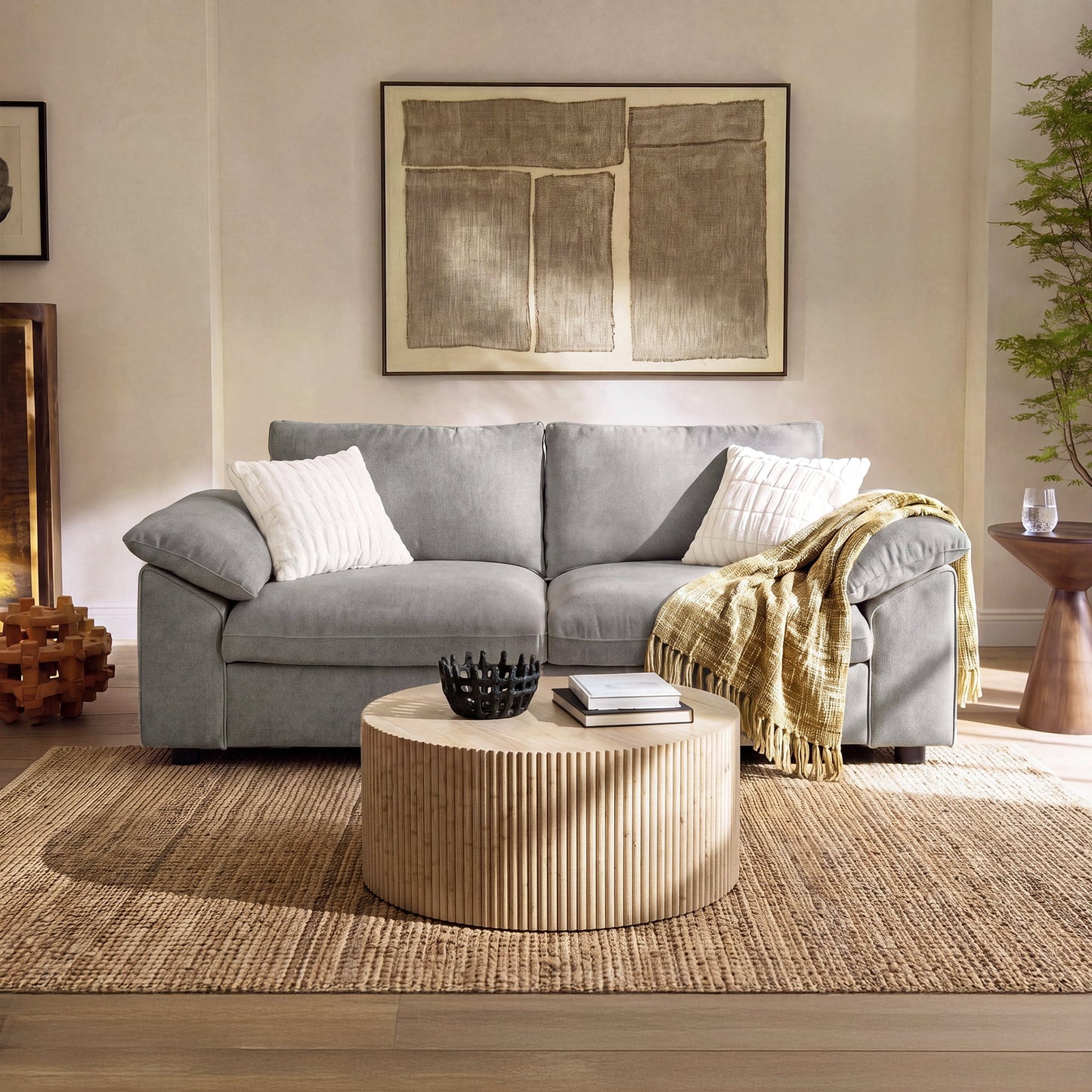 Dreamboat Modular Chenille Loveseat Sofa with Wide Arms,Gray