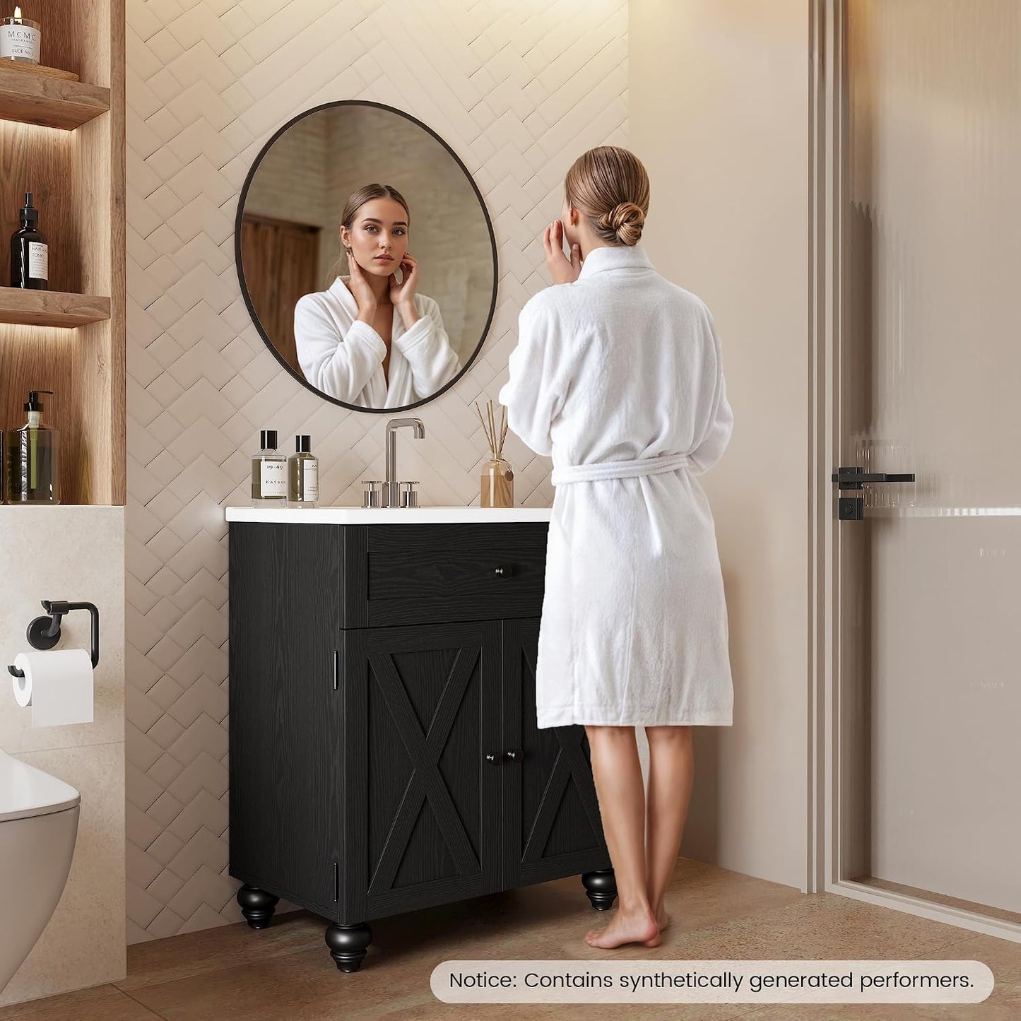 30" Bathroom Vanity with Sink 2-Tier Large Storage Areas