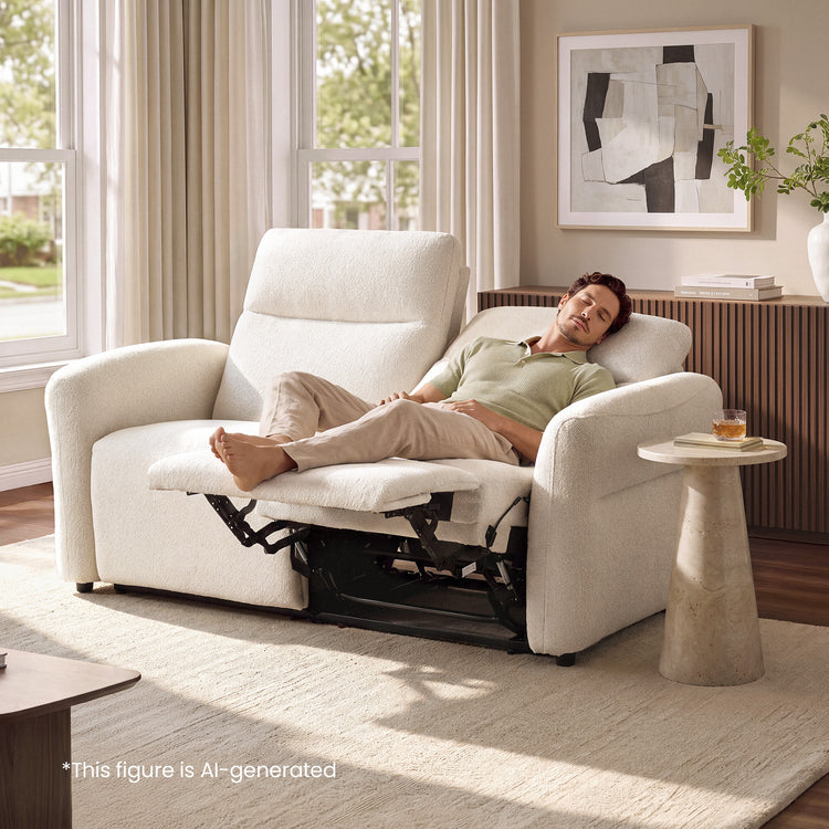 Linnea 69" Beige Textured Fabric Manual Reclining Loveseat Sofa