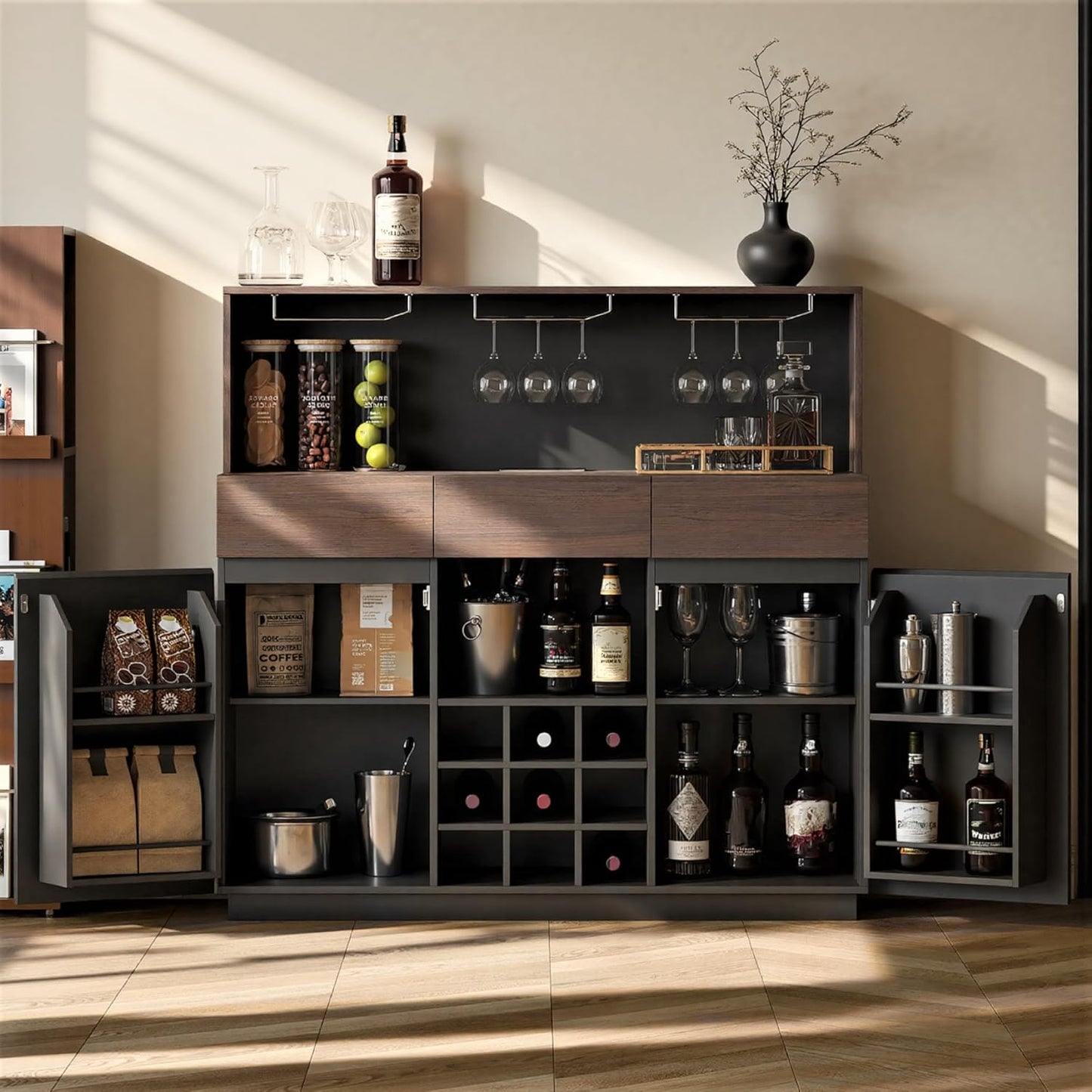 Whisper Series Wine & Coffee Bar with LED & Charging