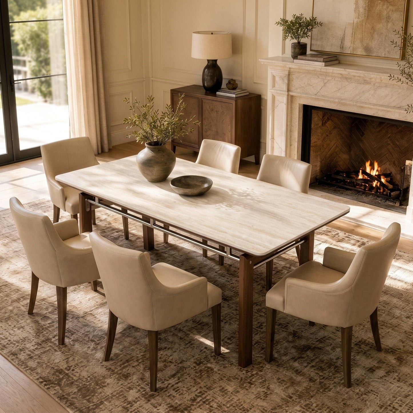 [Pre-Sale] 63" Matte Sintered Stone Dining Table, Roman Yellow for 4-6 People