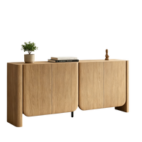 70 Inch Curved Edge Sideboard Buffet Cabinet with 4 Storage Doors