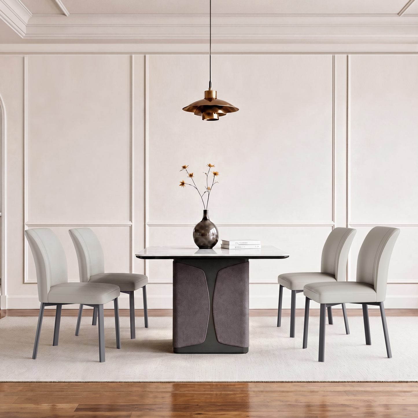 2-Pack Black PVC Dining Chairs with Double Half Stitch Detailing