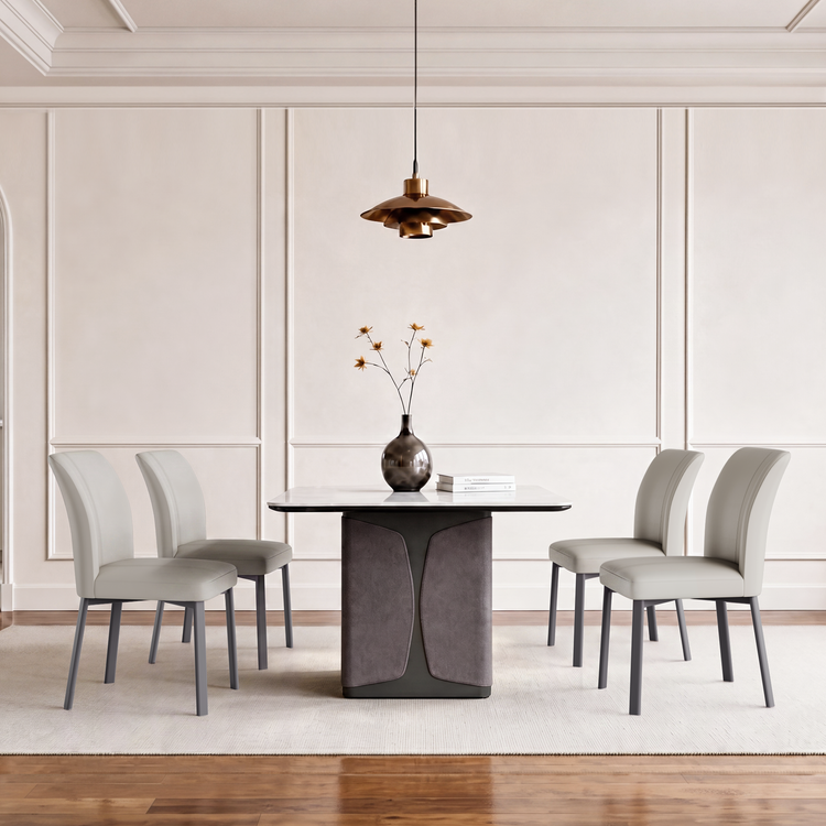 2-Pack White PVC Dining Chairs with Double Half Stitch Detailing