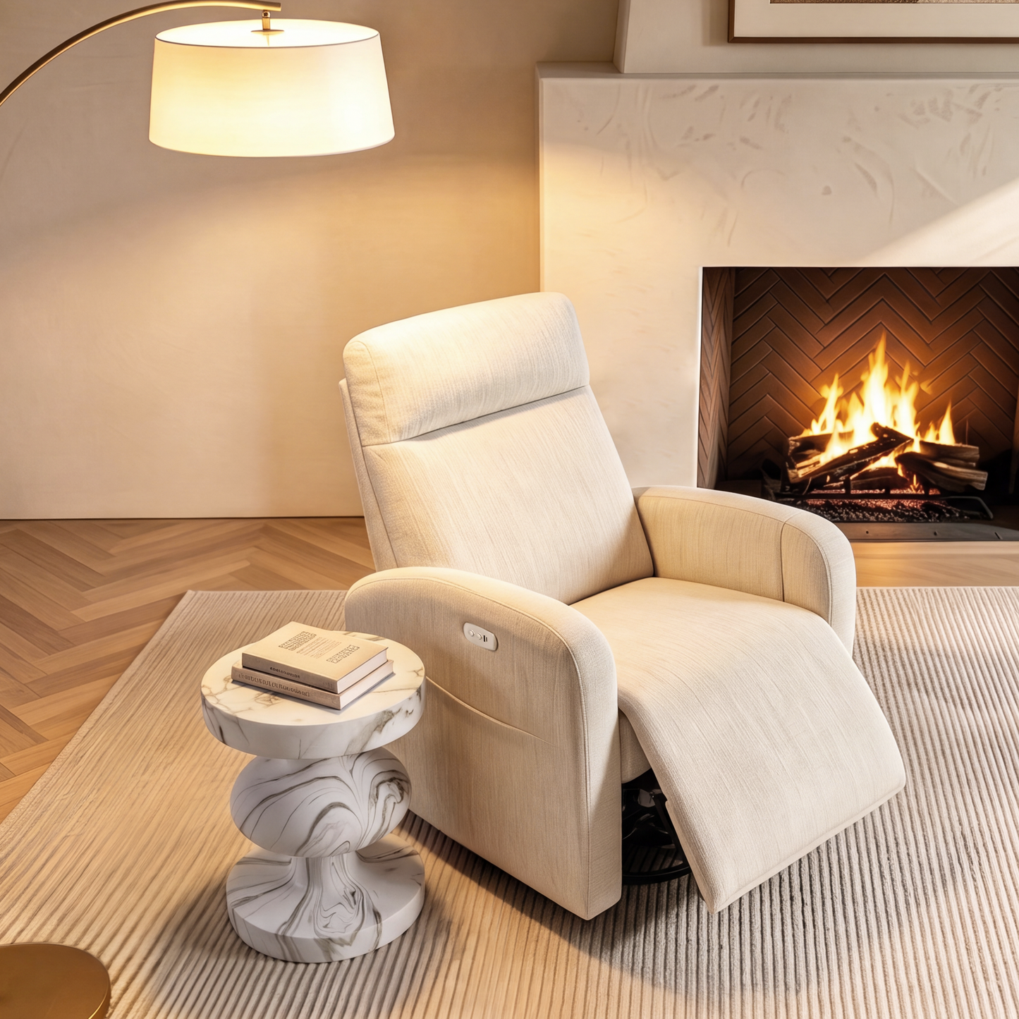 [Pre-Sale] Vase Pedestal Round Side Table - White Marble-Look Finish
