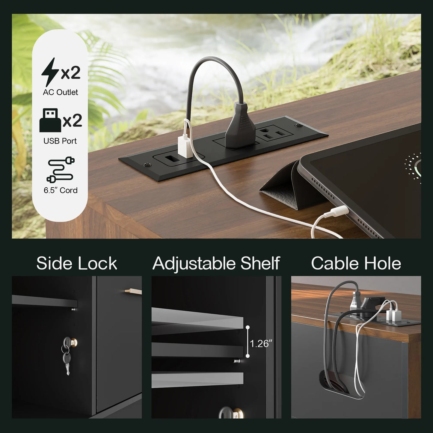 Soren 4-Drawer Wood Walnut Storage File Cabinet