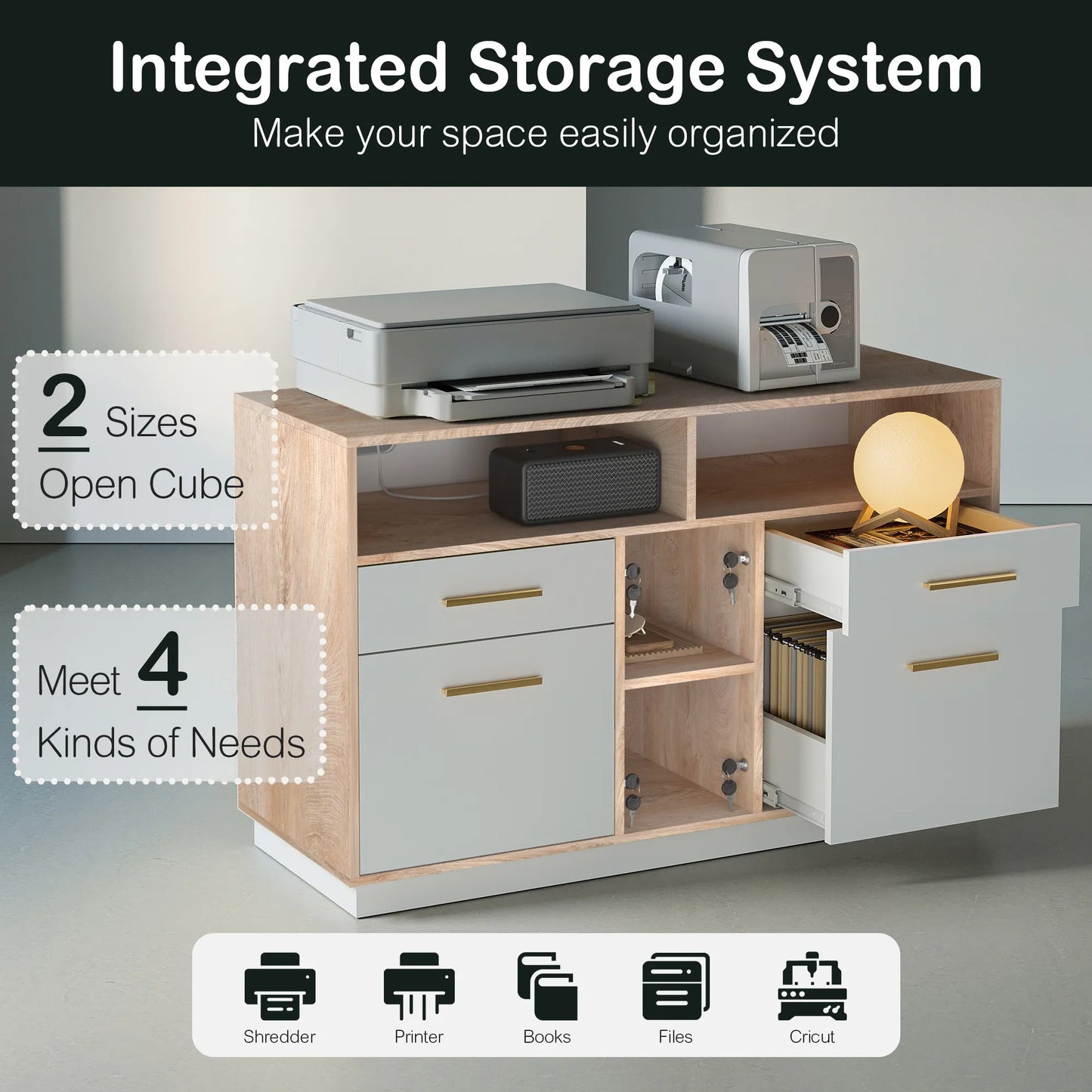 Soren 4-Drawer Wood Natural Storage File Cabinet