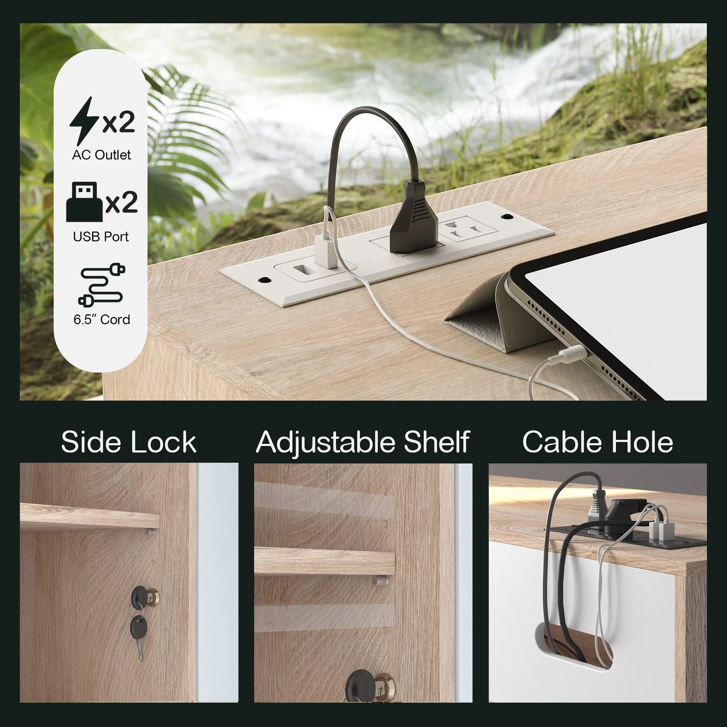 Soren 4-Drawer Wood Natural Storage File Cabinet