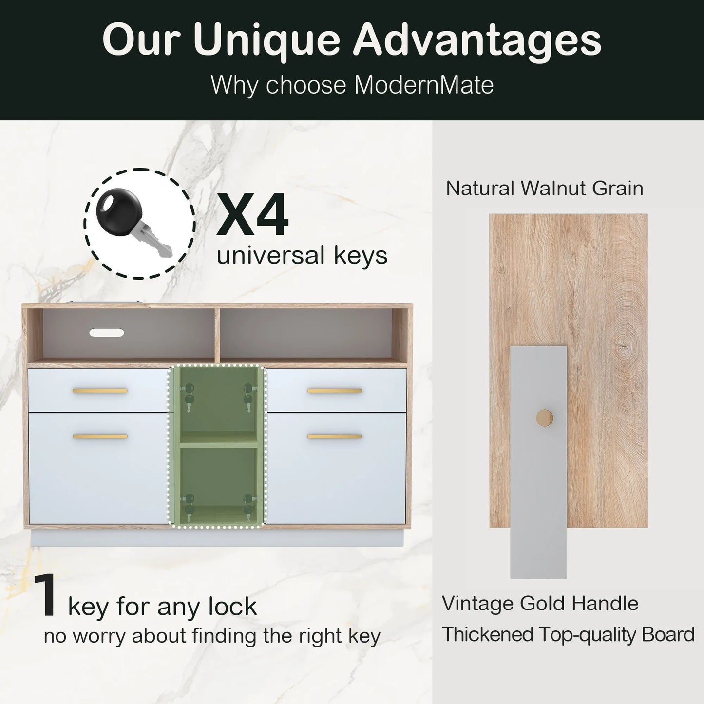 Soren 4-Drawer Wood Natural Storage File Cabinet