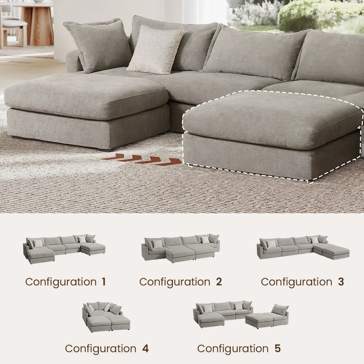 Silas 4-Seat Mist Sectional Sofa