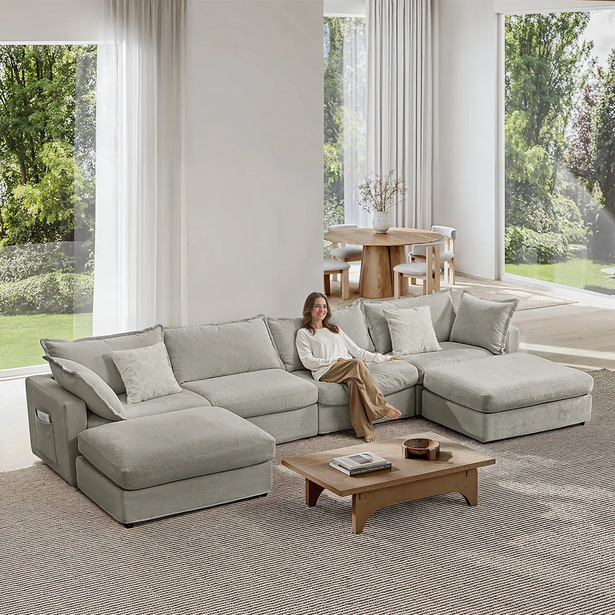 Silas 4-Seat Mist Sectional Sofa