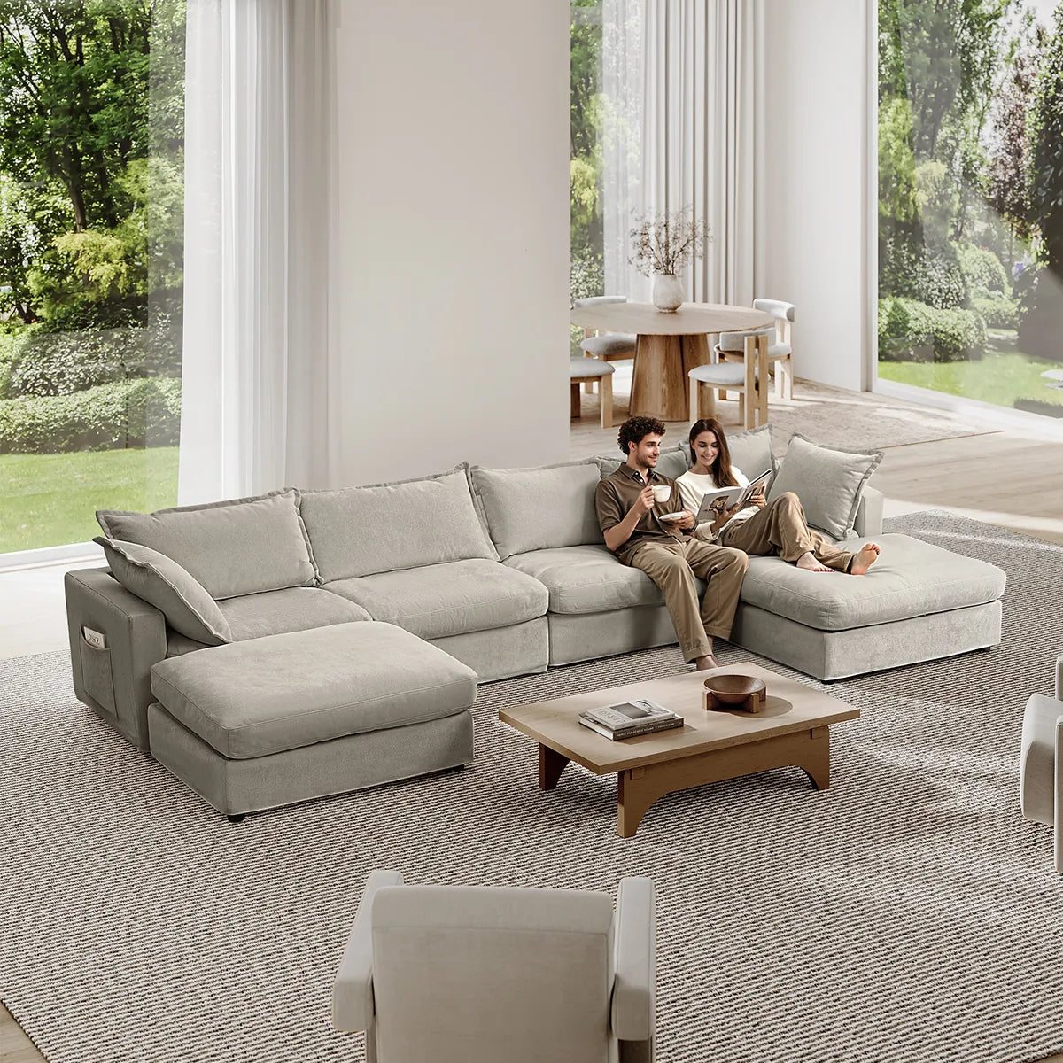 Silas 4-Seat Mist Sectional Sofa