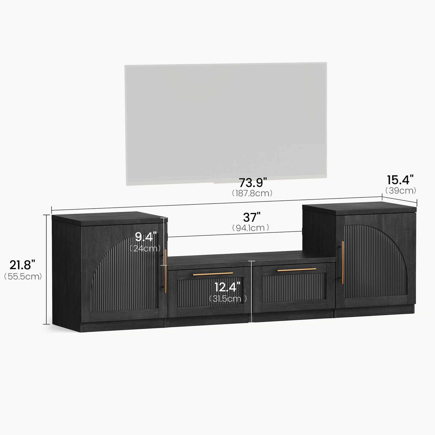 Harmo Block Modular TV Stand with Arched Door Cabinets & Drawers