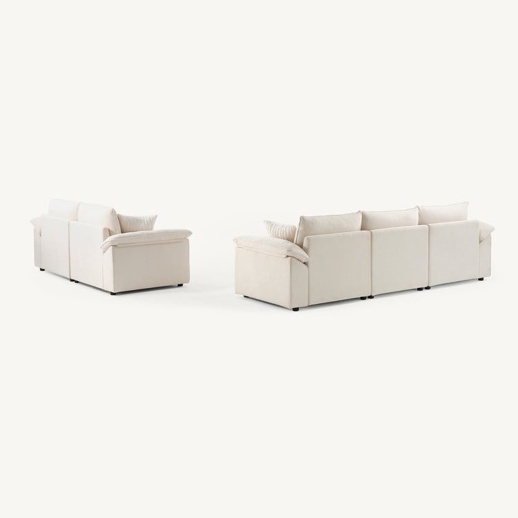 [Pre-Sale] Dreamboat Modular Chenille U-Shape and Loveseat Sofa Set with Storage Ottoman,Beige