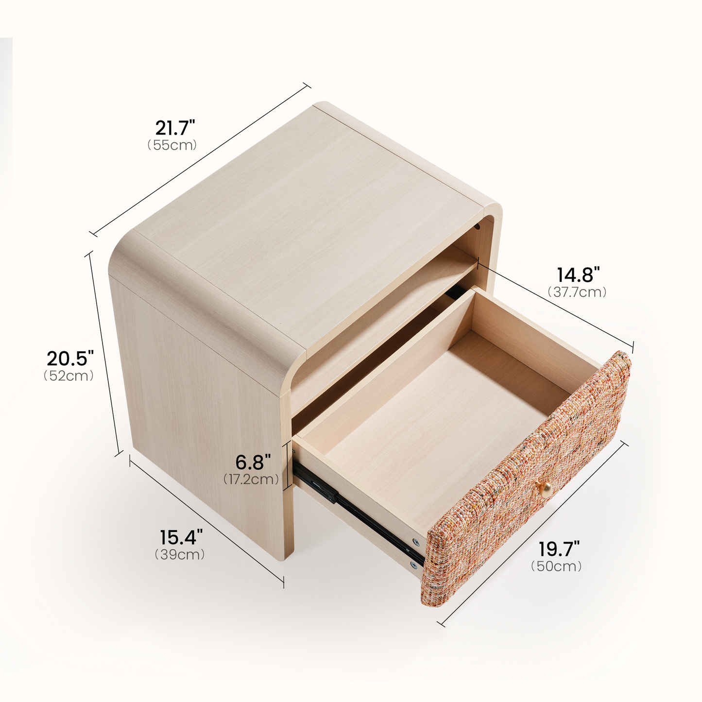 Dione Nightstand with Pebble Handle & Open Shelf - Canyon Dawn Red
