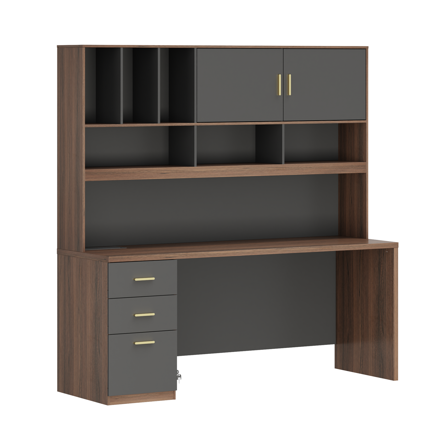Soren 72.8" with Hutch & Storage Executive Desk, Black Walnut