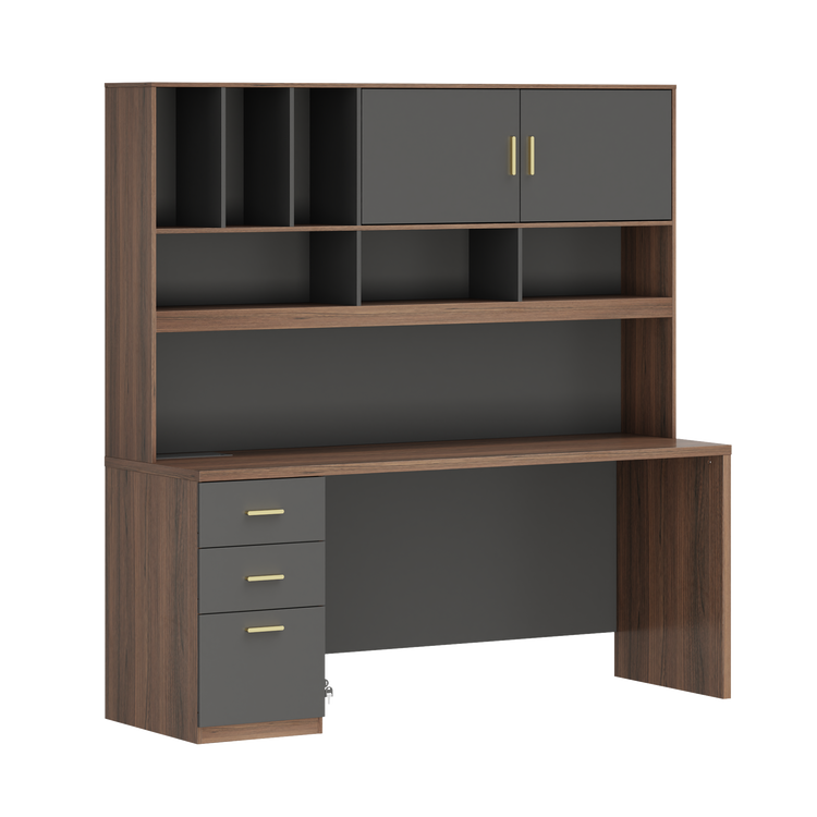 [Pre-Sale] Soren 72.8" with Hutch & Storage Executive Desk, Black Walnut