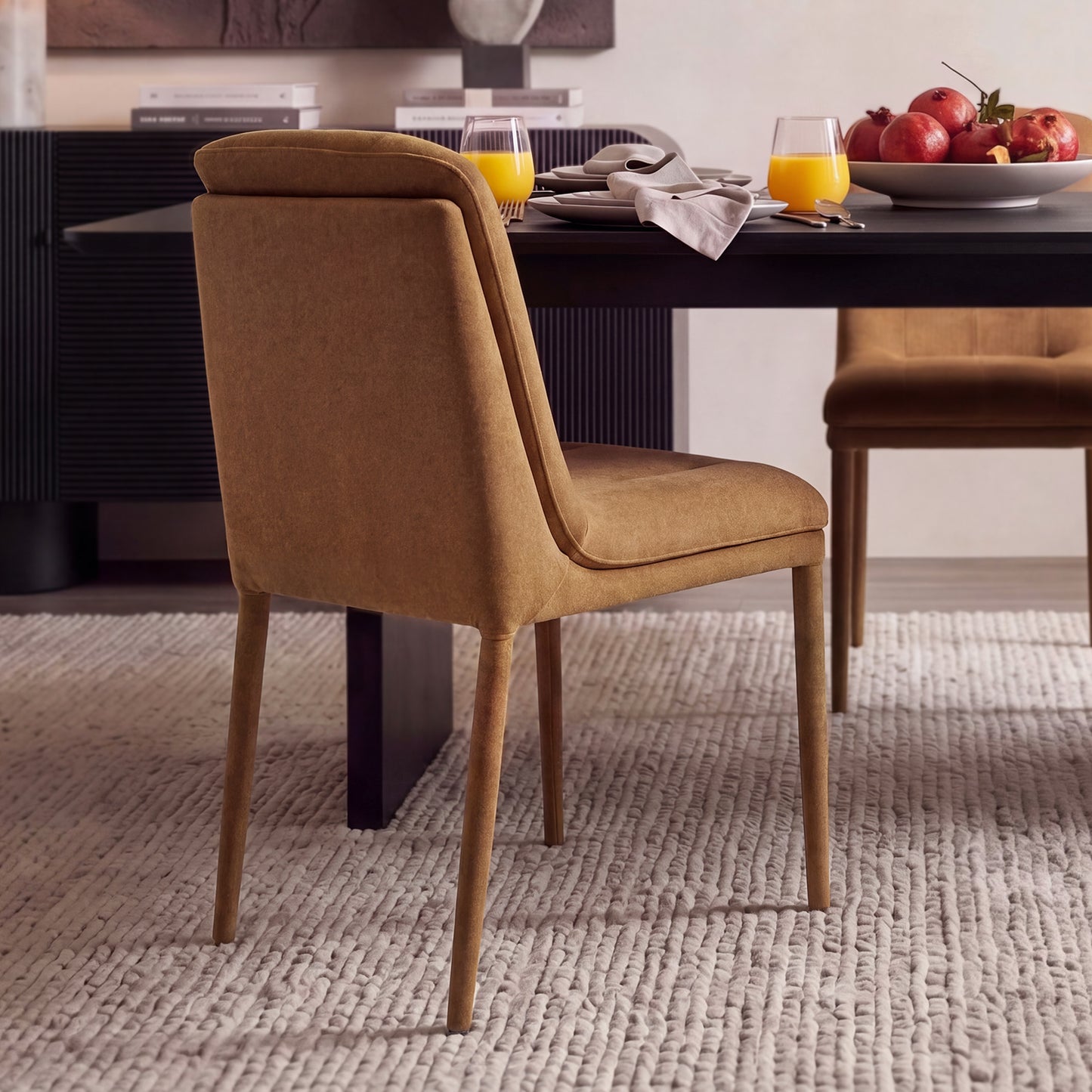 Double Layer Mohair Dining Chairs Set of 2, Coffee