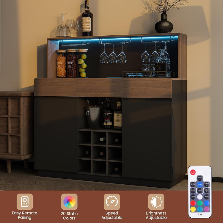 Whisper Series 46" Wine & Coffee Bar with LED & Charging